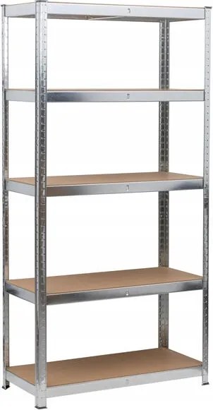 Horganyzott fém nyomógombos könyvespolc 180x90x40 cm, 5 polc, polc teherbírása 175