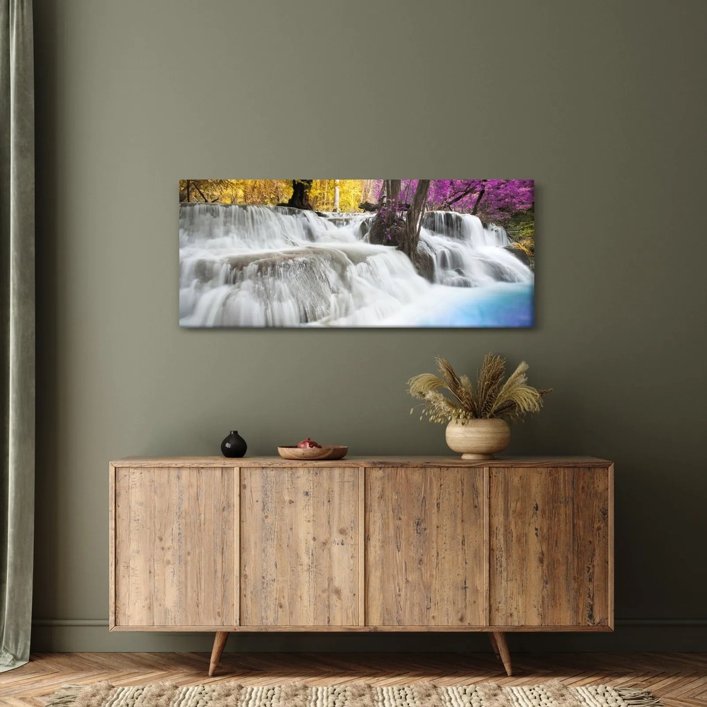 Egy kép Erawan vízeséséről az erdőben (120x50 cm)