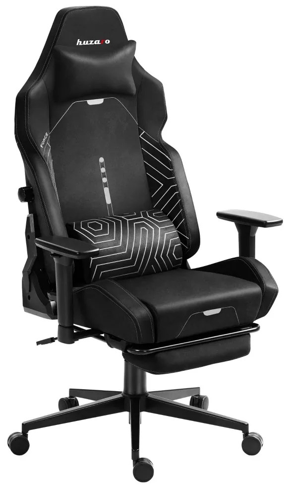 Gamer szék, lábtartóval prémium Black Noir
