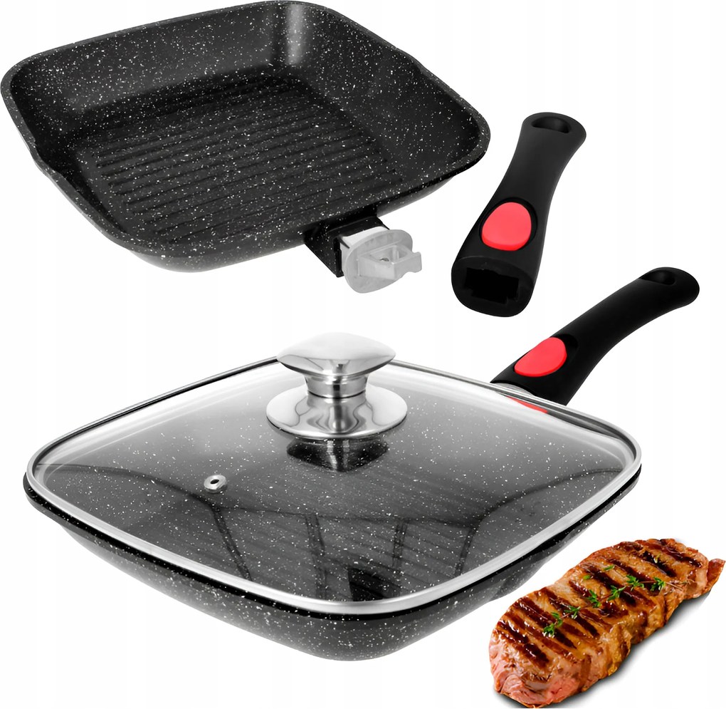 Kerámia grill serpenyő fedővel 24cm Non-Stick Indukciós Eb 8129