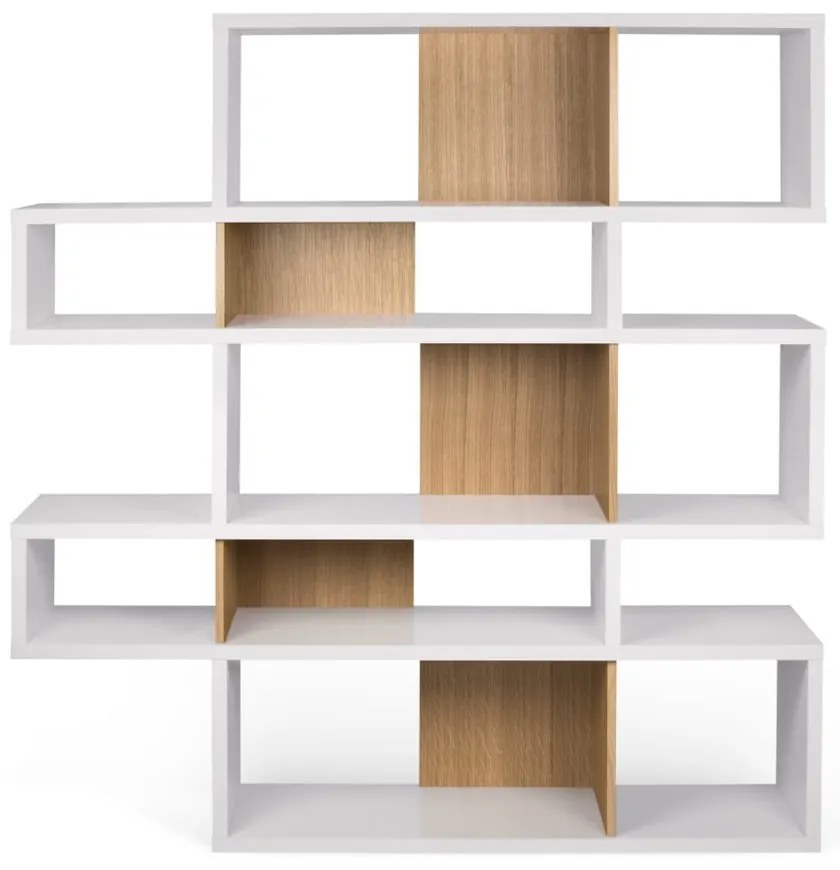 London fehér könyvespolc tölgyfamintás elemekkel - TemaHome