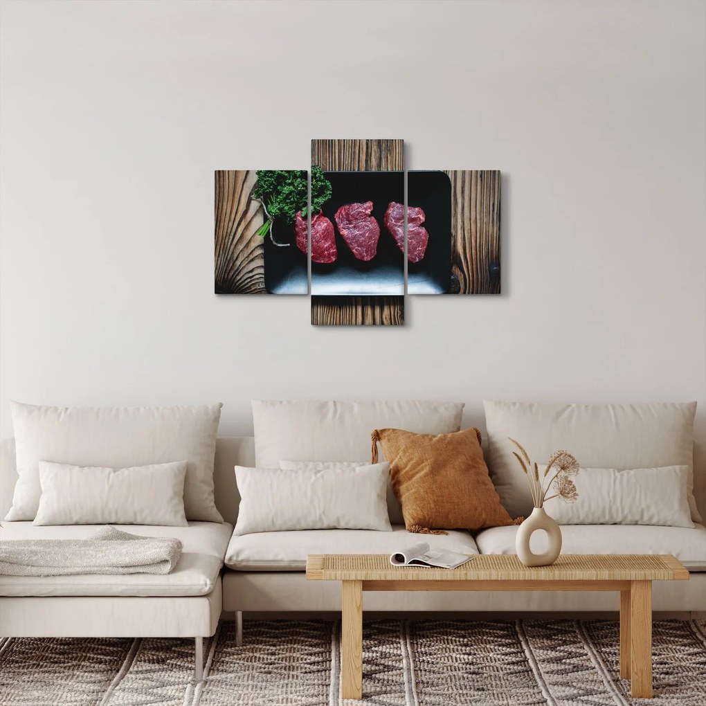 Hús képe egy tányéron (90x60 cm)