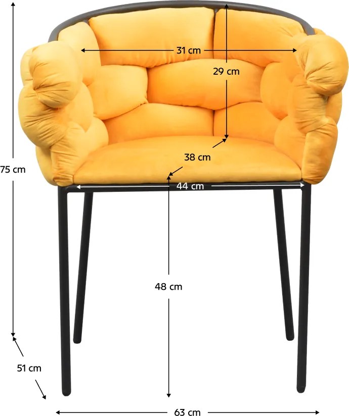 Étkezőszék, sárga Velvet szövet/fekete, DOROTA