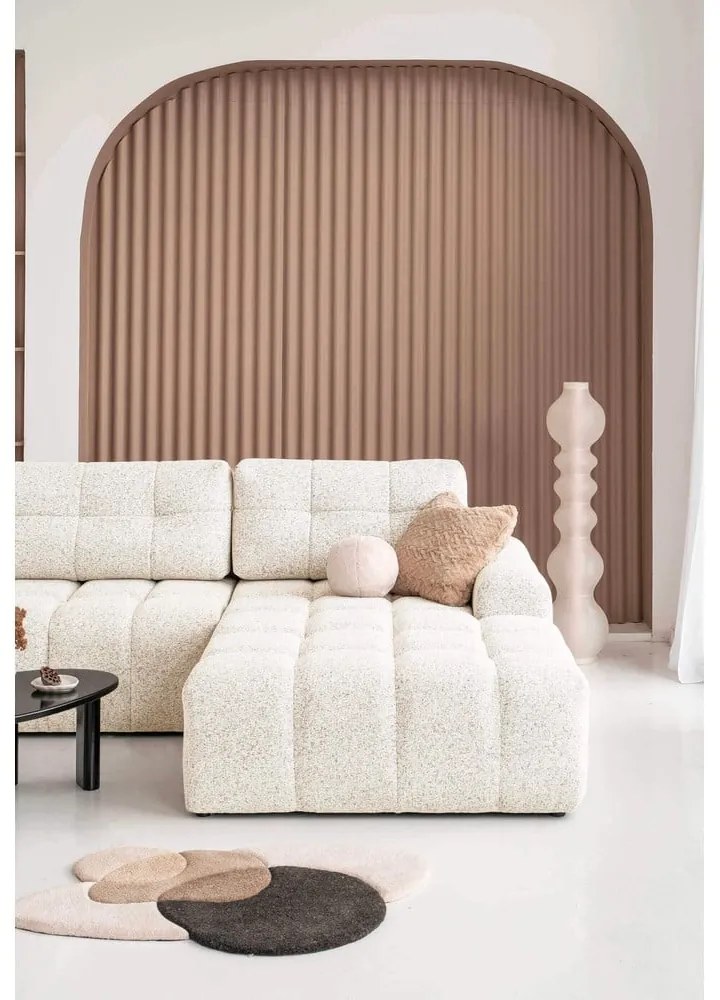 Krémszínű kinyitható tárolóhelyes moduláris sarokkanapé (jobb oldali) Lulu – Miuform