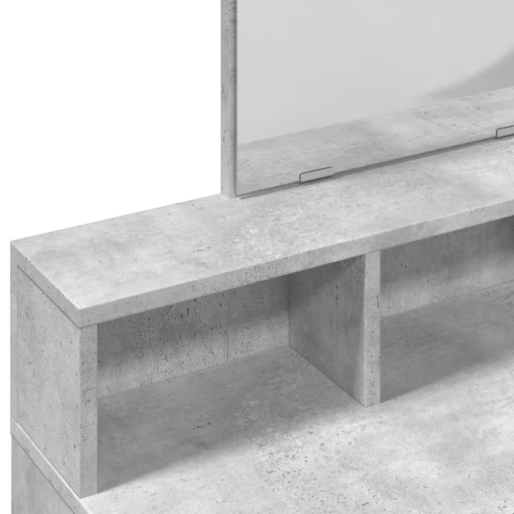 betonszürke fésülködőasztal tükörrel 80 x 41 x 144,5 cm
