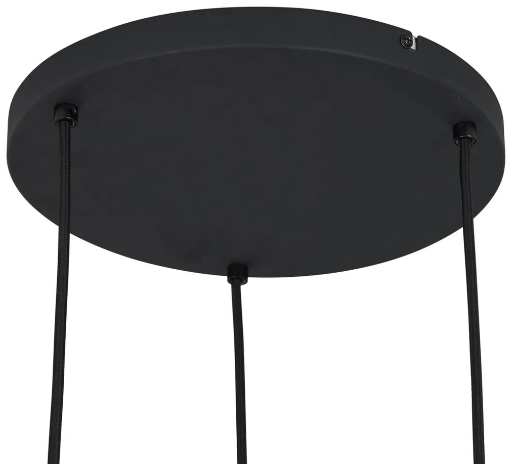 Modern fekete függőlámpa füstüveggel, 3 égős - Sheena