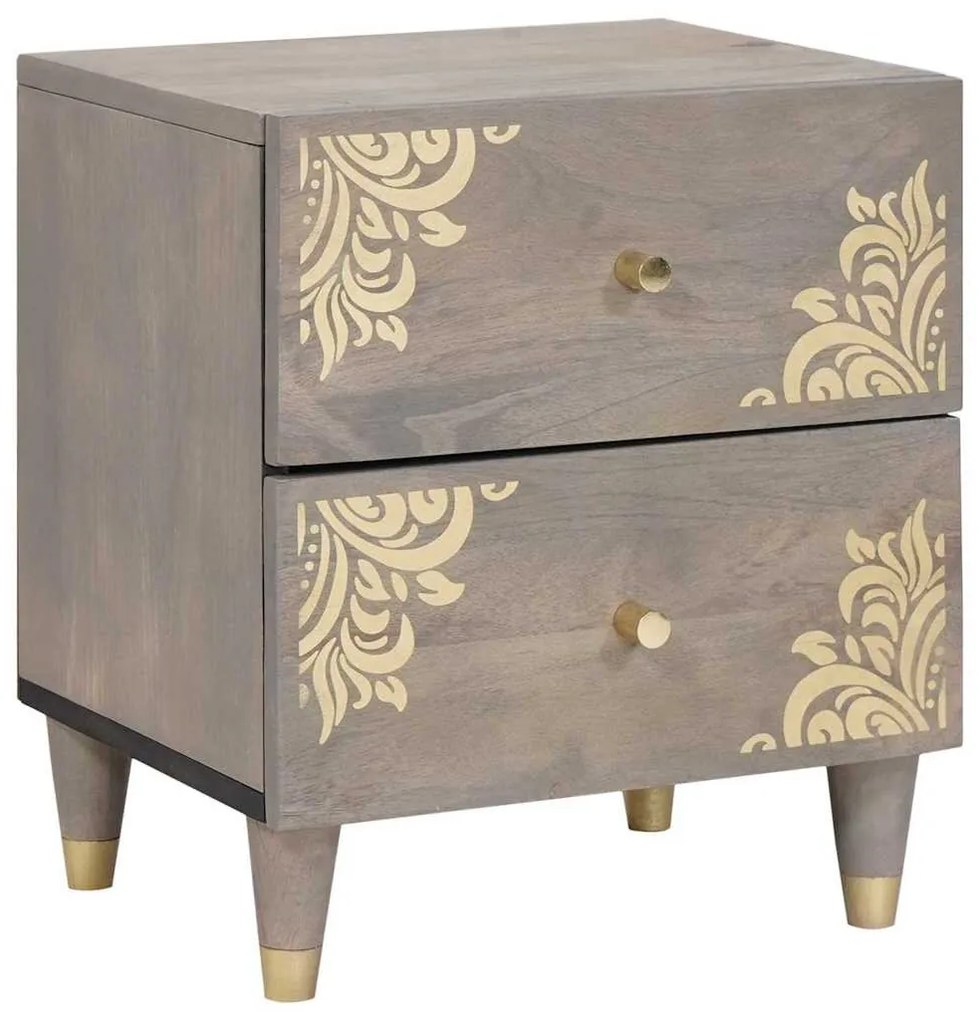 Éjjeliszekrény 2 pcs Szürke 40 x 33 x 46 cm Tömör Mangófát