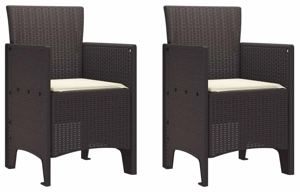 vidaXL Kerti Szék párnával 2 pcs Barna 53 x 49 x 85 cm Polipropilén