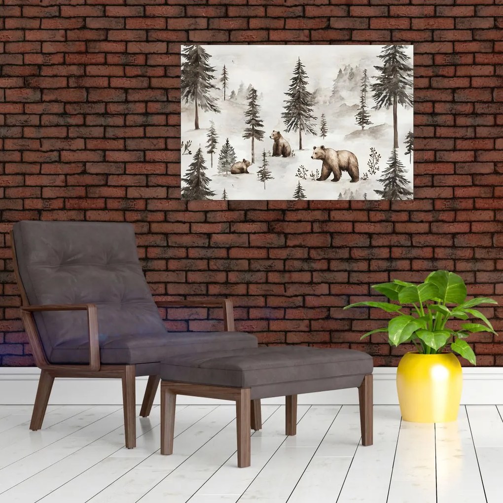 Kép - Erdő medvékkel (90x60 cm)