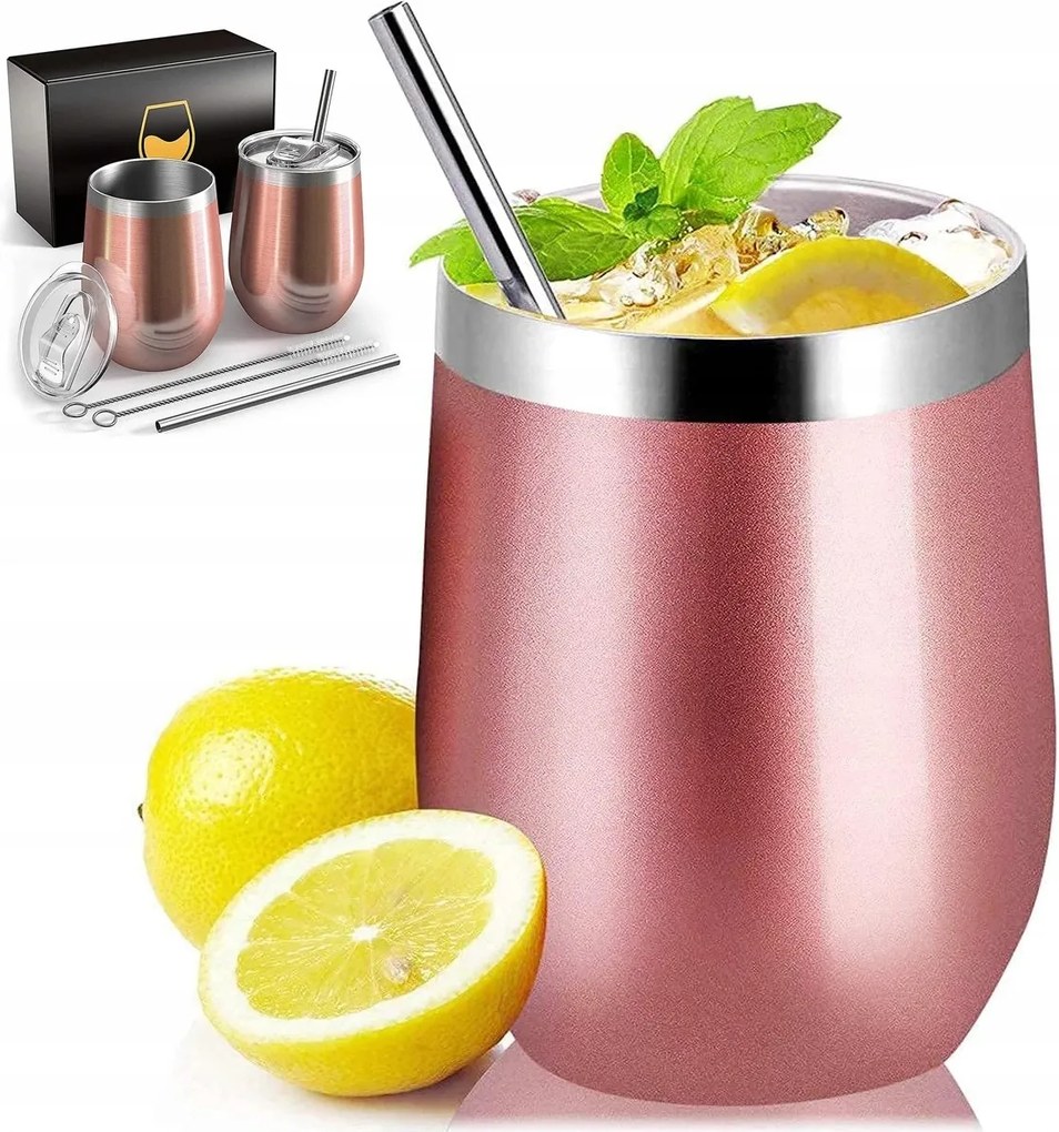 2db termosz italos bögre Rózsaszín 350ml Ajándék