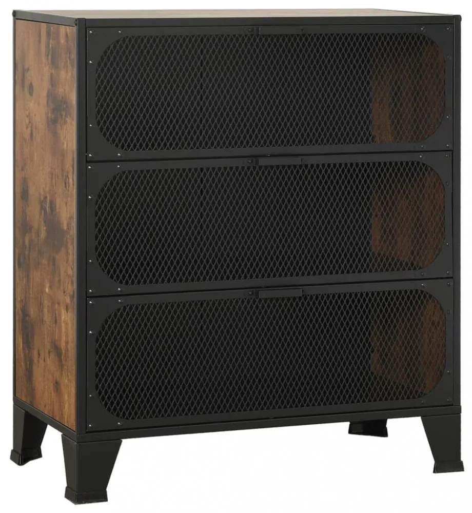 2 db rusztikus barna fém és MDF tárolószekrény 72 x 36 x 82 cm