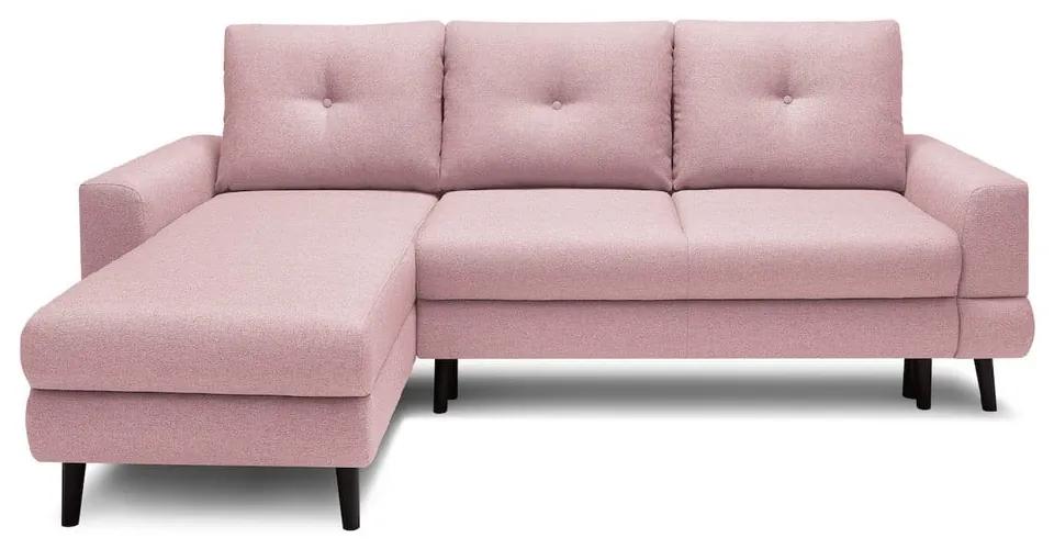 Calanque világos rózsaszín kinyitható kanapé fekvőfotellel, bal oldali - Bobochic Paris