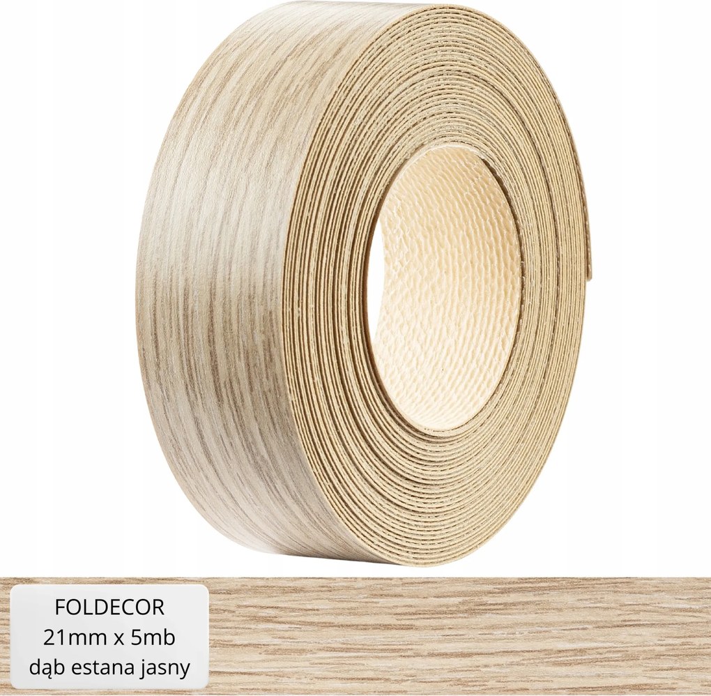 Bútorszegély hőre olvadó ragasztóval estana tölgy világos melamin 21 mm 5 mb