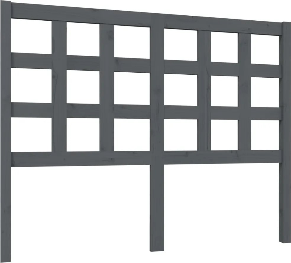 vidaXL szürke tömör fenyőfa ágyfejtámla 125,5 x 4 x 100 cm