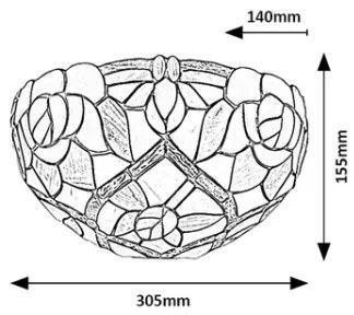 Brilagi - Tiffany vitrázs fali lámpa GARLAN 1xE14/40W/230V