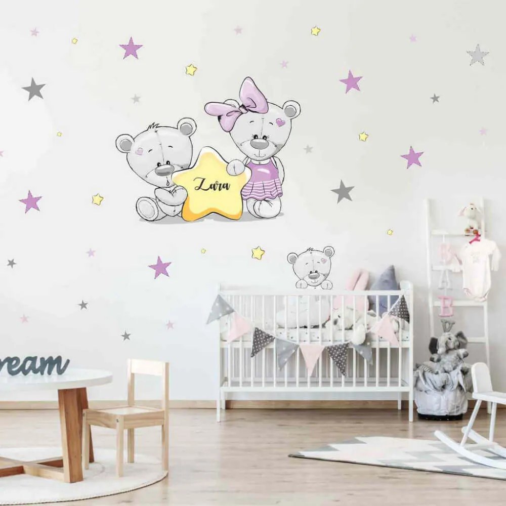INSPIO Lila macis falmatrica csillagokkal és névvel