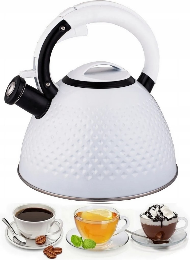 Modern Acél Vízforraló Síppal Gáz Indukciós 3L Edenberg 8854 Fehér