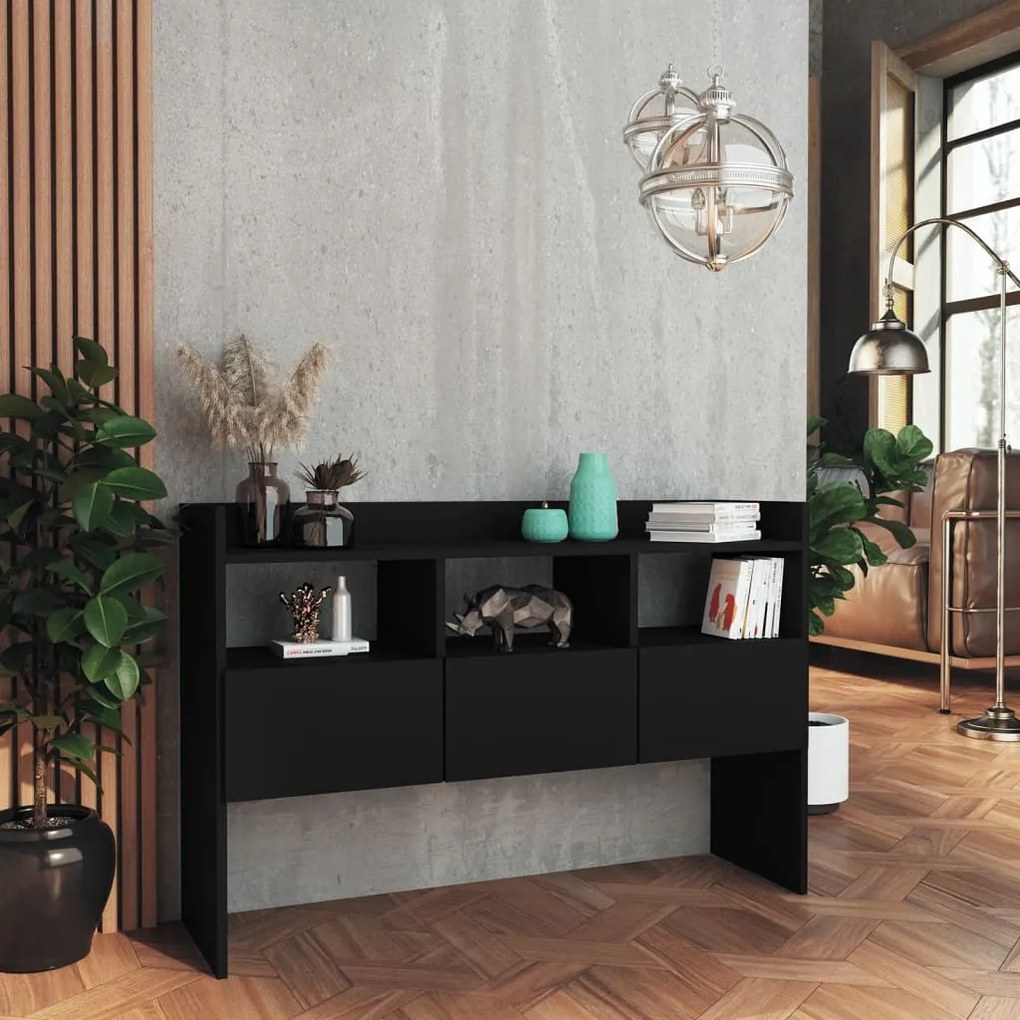 fekete szerelt fa tálalószekrény 105 x 30 x 70 cm