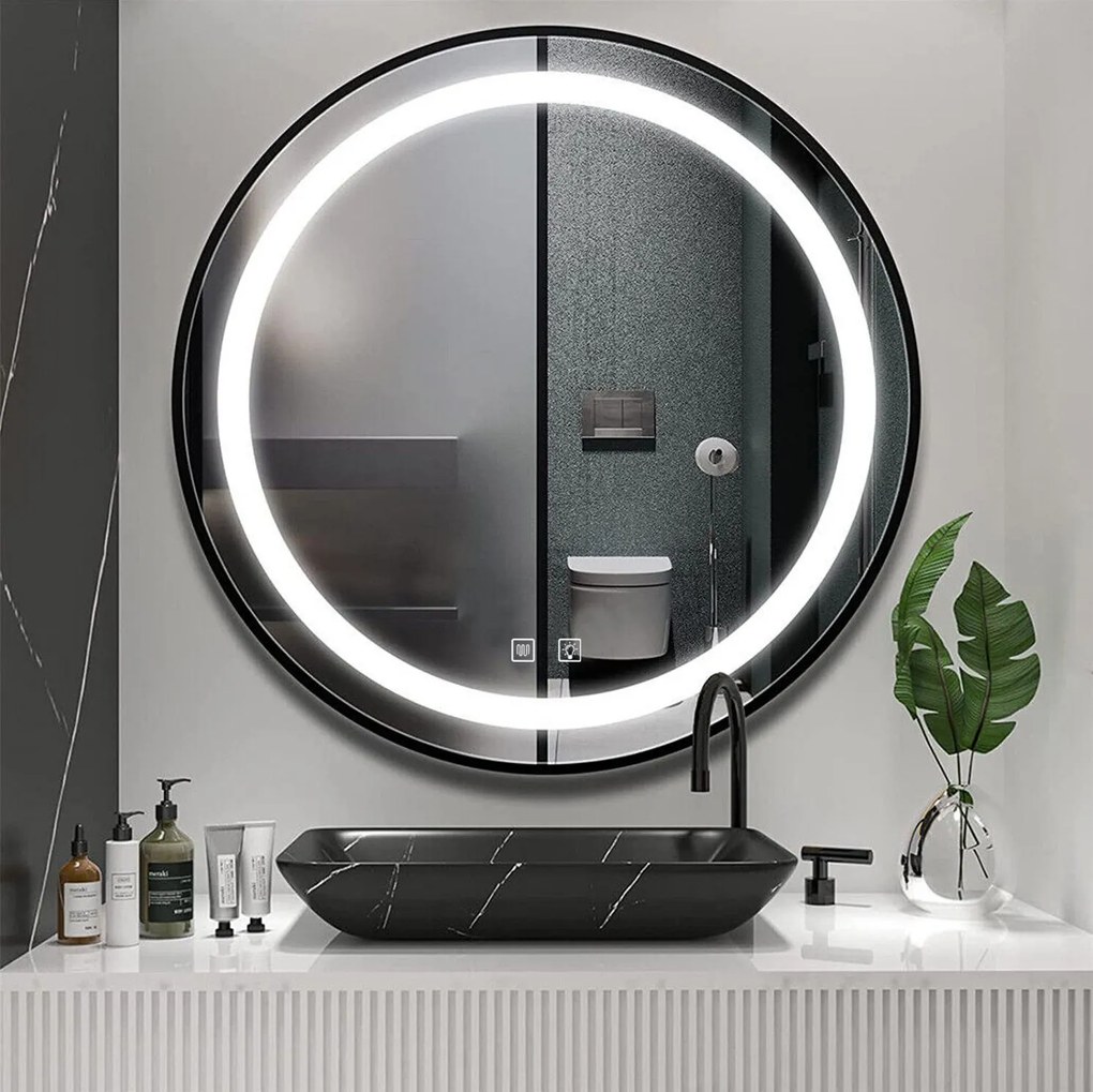 Rea Rea, kerek LED tükör 50cm MMJ P11394, fekete keret, HOM-05511