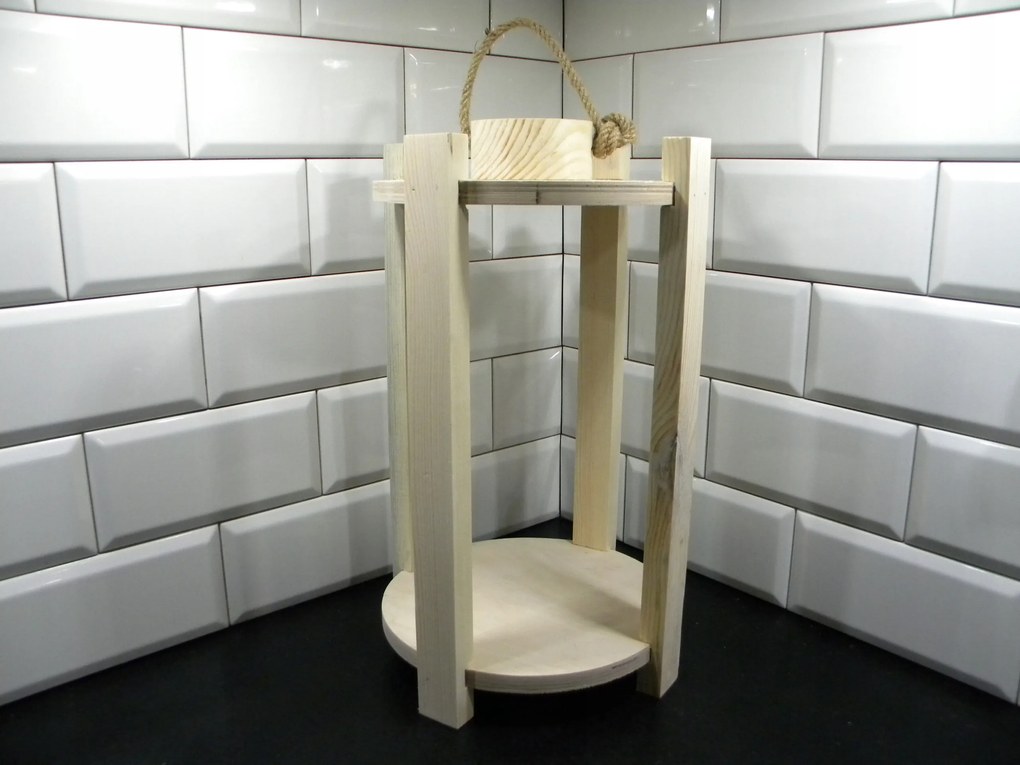 Lampion fa lámpa 40 cm natúr kerek