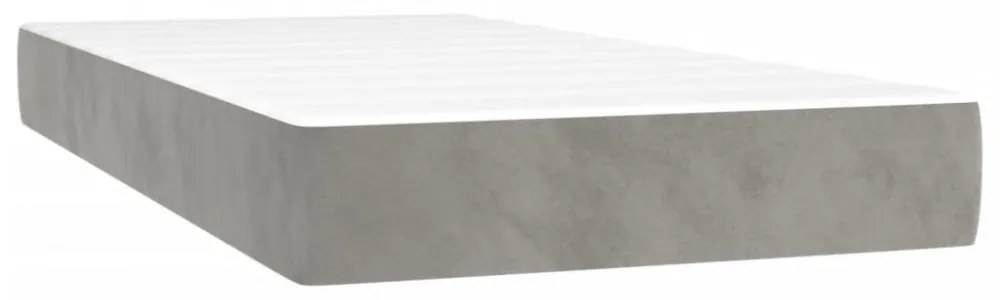 világosszürke bársony rugós és LED-es ágy matraccal 80 x 200 cm
