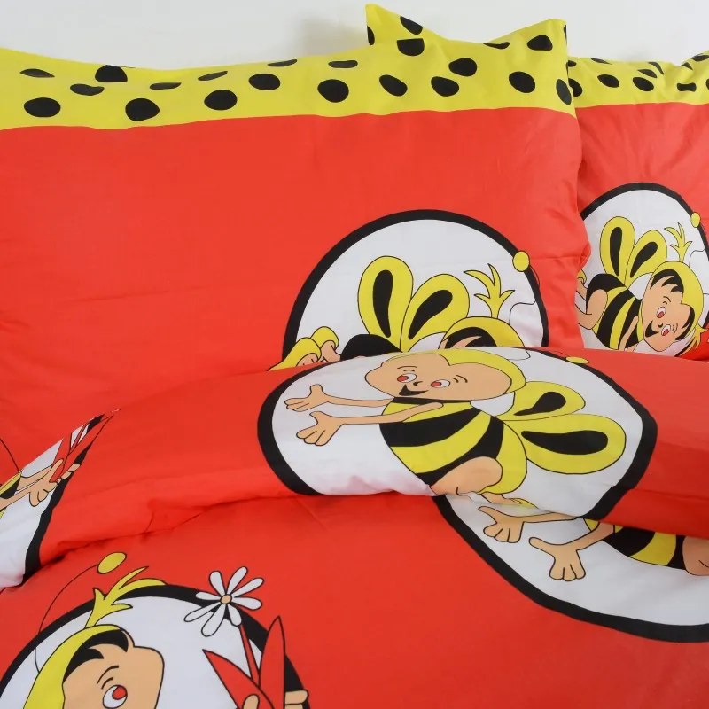 Piros pamut ágynemű gyermek méheknek TiaHome - Detský set 130x90cm + 65x45cm