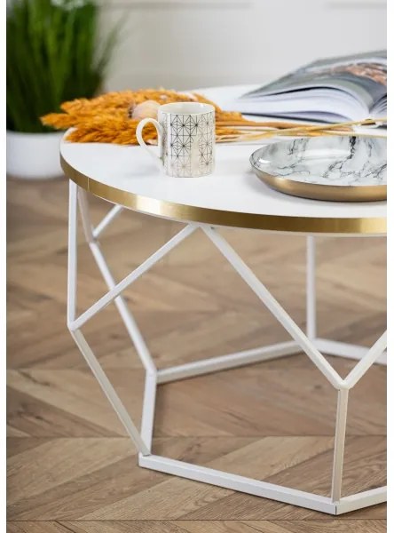 Kávésasztal DIAMOND 40x70 cm arany/fehér