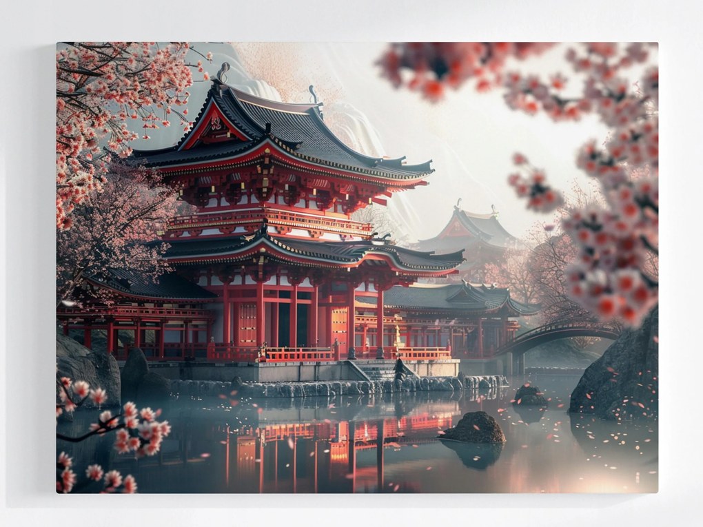Vászonkép Canvas Kert Templom Pagoda Japán Ázsia Cseresznye 80x60
