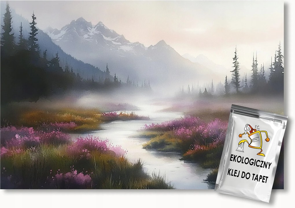 Fotótapéta Flizelina Tájkép Hegyek Erdő Folyó Köd Láp 200x140 ragasztó