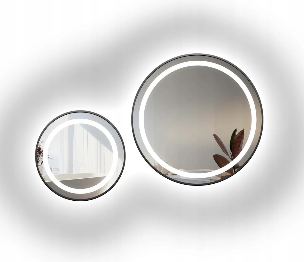 Stella Led II kerek tükör szett fekete Mdf keretben Slim Fi110+ Fi130