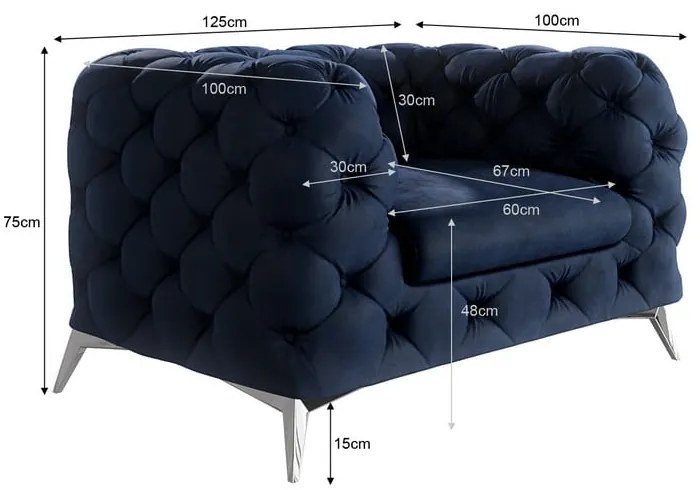 Sötétkék bársony fotel Chelsea – Ropez