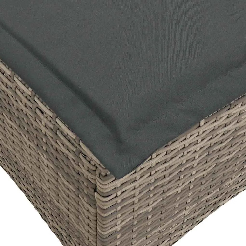 3 részes szürke polyrattan kerti ülőgarnitúra párnákkal L-alakú