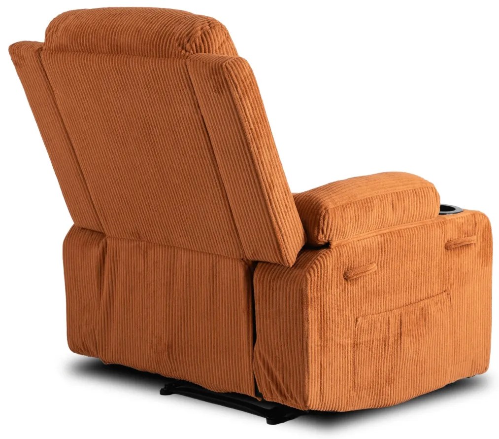 Fotel Rozkładany Masujący BOX Rudy Sztruksowy