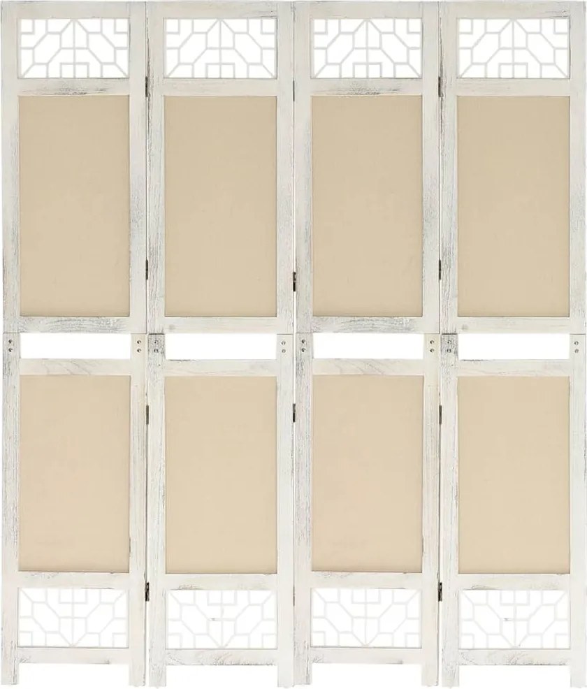 vidaXL 4 paneles krémszínű szövetparaván 140 x 165 cm