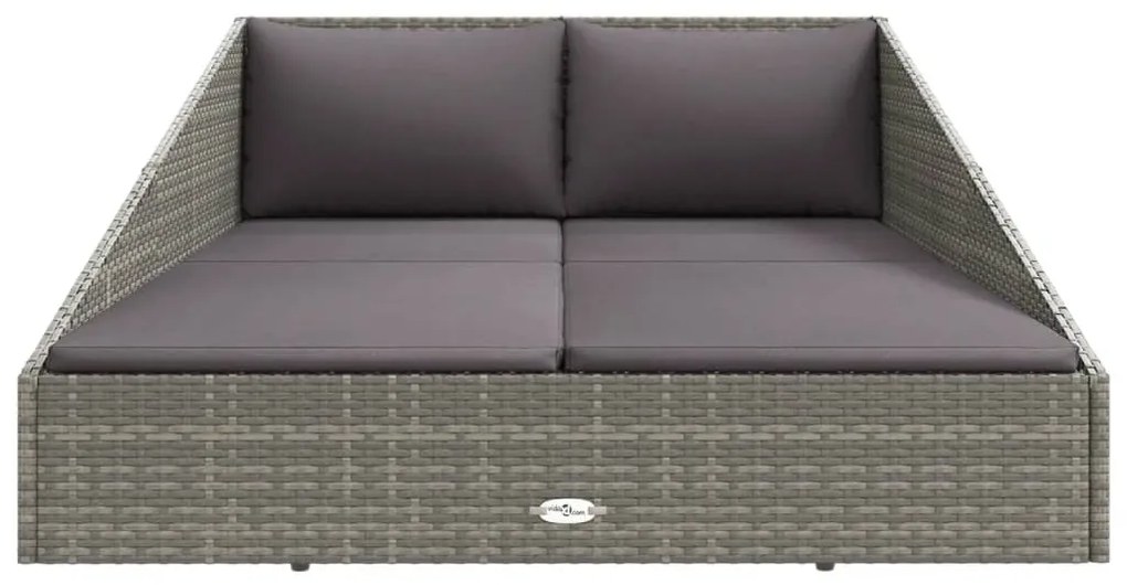 Szürke polyrattan kerti ágy 110x200 cm