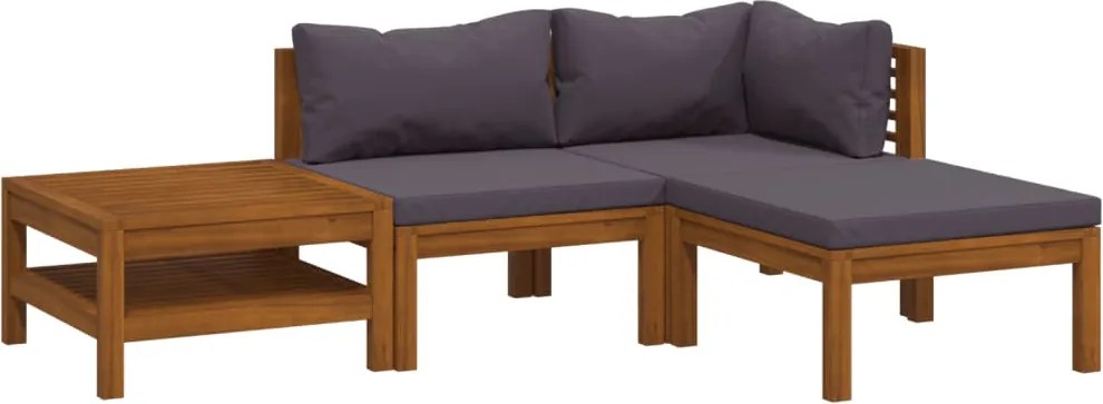 vidaXL 4 részes tömör akácfa kerti ülőgarnitúra párnával