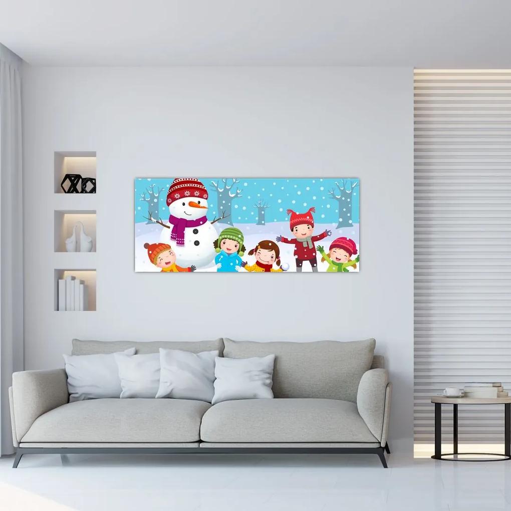Kép - Téli gyerekes mulatságok (120x50 cm)
