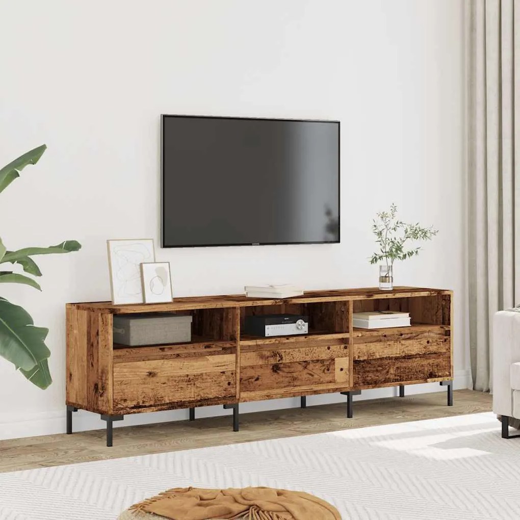 antik fa színű szerelt fa TV-szekrény 150 x 30 x 44,5 cm