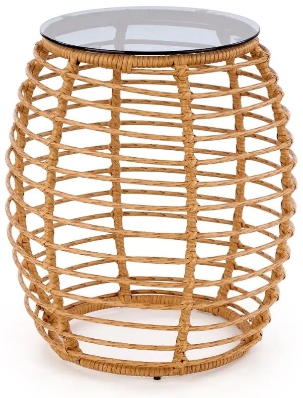 Barrel kerti asztal, rattan