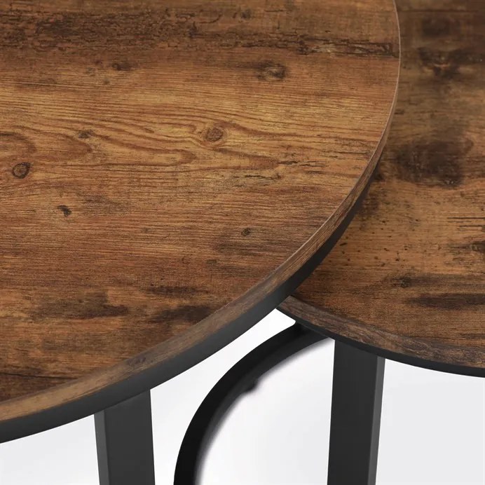 Set de mese de cafea din 2 piese, blat din MDF cu decor marmură, cadru metalic