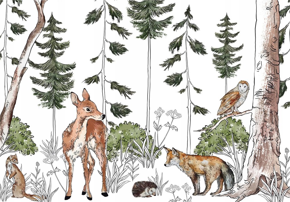 Fotótapéta Erdei barátok állatok a gyerekszobába 416x290 +ragasztó