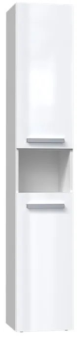 Thirassia Nel III fürdőszoba szekrény, 31x174x30 cm, fényes fehér