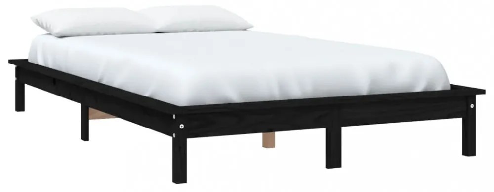 Super King Size fekete tömör fenyőfa ágykeret 180 x 200 cm