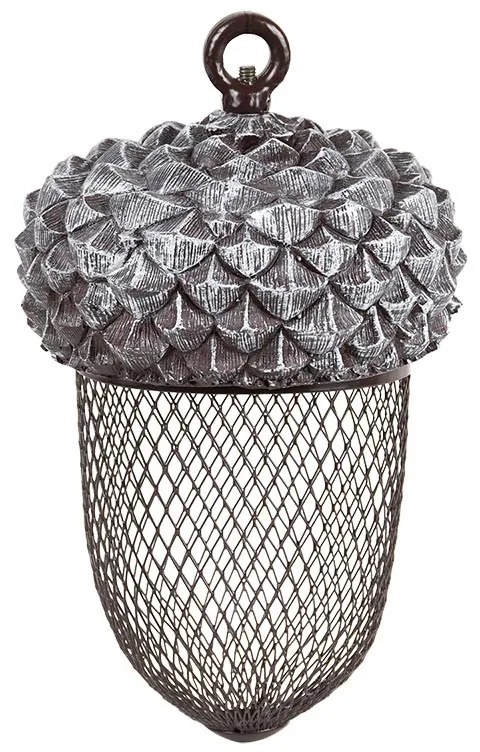 Felakasztható makk alakú madáretető, ráccsal