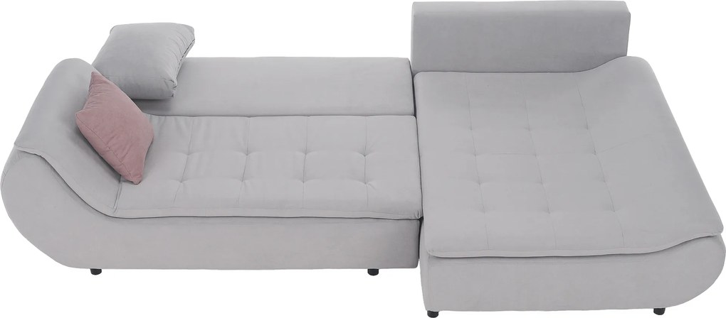 Ülőgarnitúra, világosszürke/púderrózsaszín, szövet, jobbos, BRATO