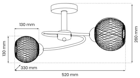 Felületre szerelhető csillár OAKLAND 2xE27/60W/230V