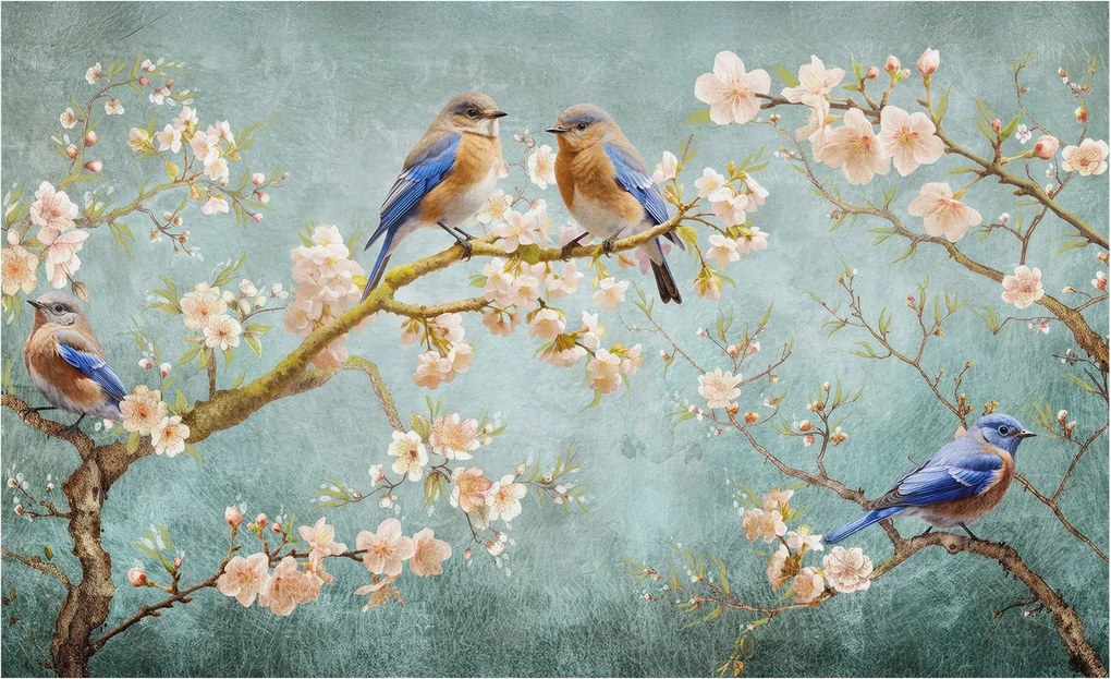 Fotótapéta Flizelin Tapéta Hálószobába és Nappaliba Tavaszi madarak 416x254