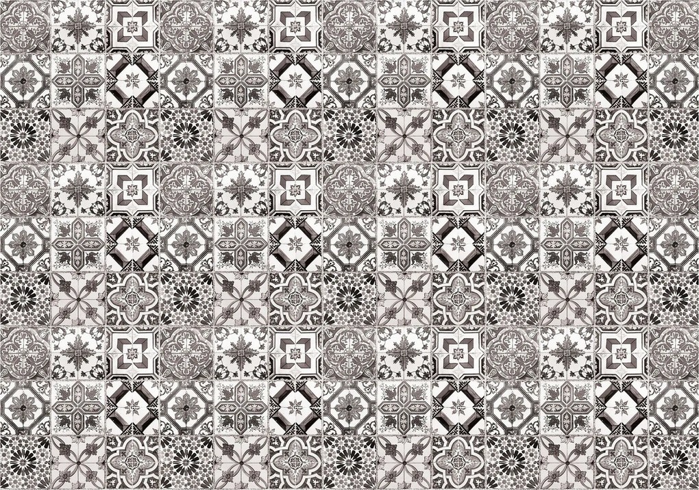 Fotótapéta Geometrikus csempe fekete-fehér szimmetria minta 208x146 +ragasztó