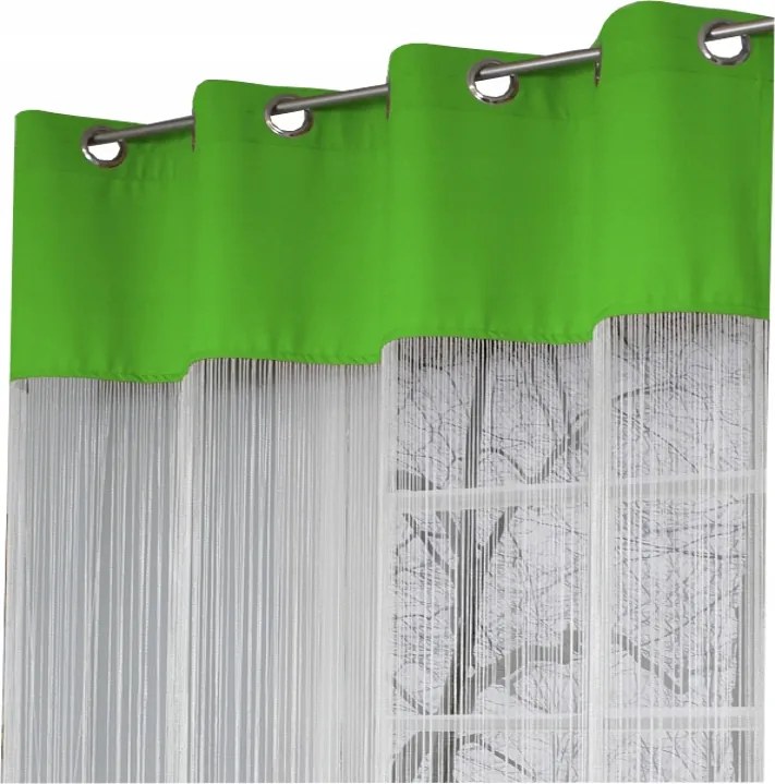 Függöny Spagetti 150x250 magas spagetti Fehér szövet zöld alma