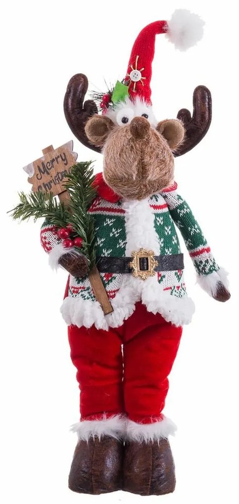 Karácsonyi textil álló rénszarvas 58 cm
